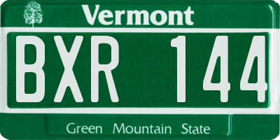 VT license plate BXR144