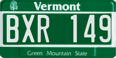 VT license plate BXR149