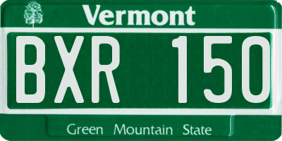 VT license plate BXR150