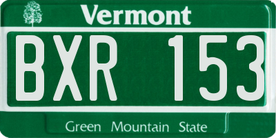 VT license plate BXR153