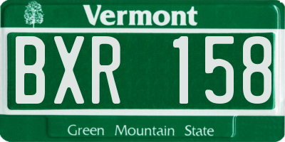 VT license plate BXR158