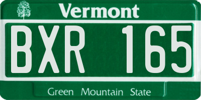VT license plate BXR165