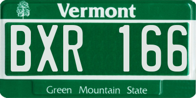 VT license plate BXR166