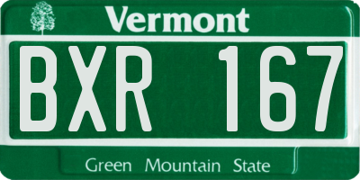 VT license plate BXR167