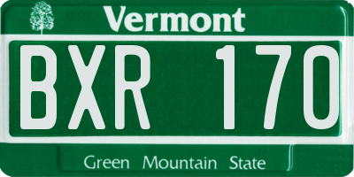 VT license plate BXR170