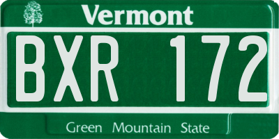 VT license plate BXR172