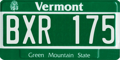 VT license plate BXR175