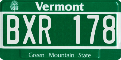 VT license plate BXR178