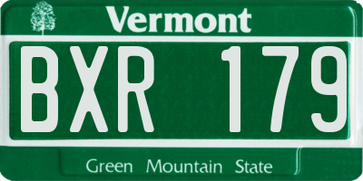 VT license plate BXR179