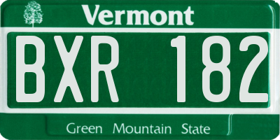 VT license plate BXR182