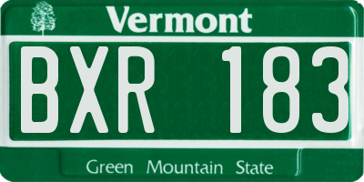 VT license plate BXR183
