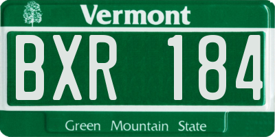 VT license plate BXR184
