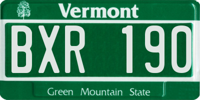 VT license plate BXR190