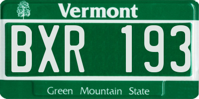 VT license plate BXR193