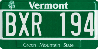 VT license plate BXR194