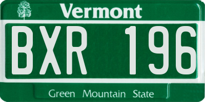 VT license plate BXR196