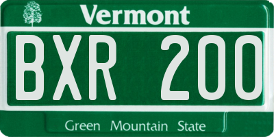 VT license plate BXR200