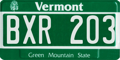 VT license plate BXR203