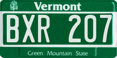 VT license plate BXR207