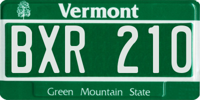 VT license plate BXR210
