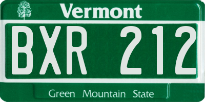 VT license plate BXR212