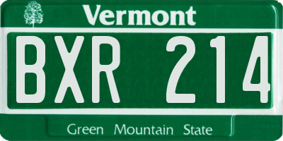 VT license plate BXR214