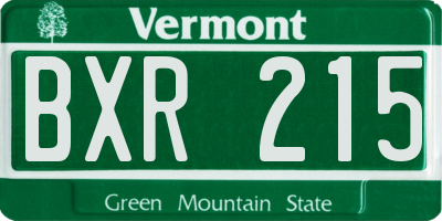 VT license plate BXR215