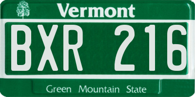 VT license plate BXR216