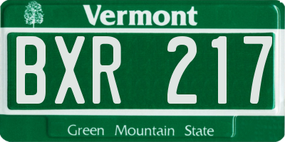 VT license plate BXR217