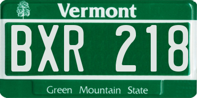 VT license plate BXR218