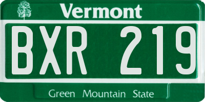VT license plate BXR219