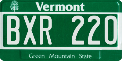 VT license plate BXR220