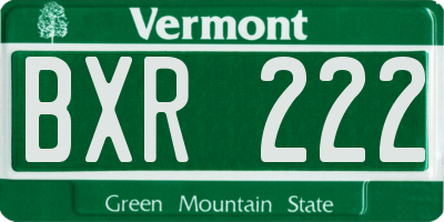 VT license plate BXR222