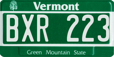 VT license plate BXR223