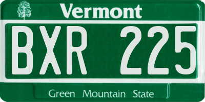 VT license plate BXR225