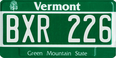 VT license plate BXR226