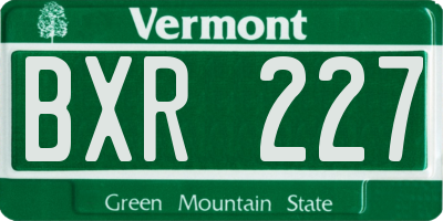 VT license plate BXR227
