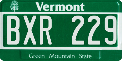 VT license plate BXR229