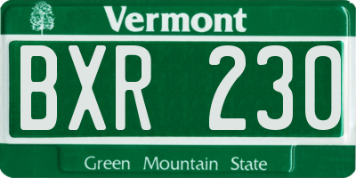VT license plate BXR230