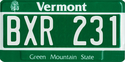 VT license plate BXR231