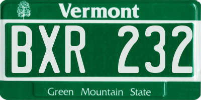 VT license plate BXR232