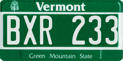 VT license plate BXR233