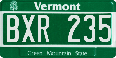 VT license plate BXR235