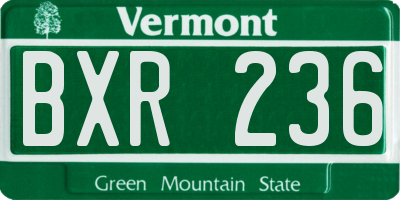 VT license plate BXR236
