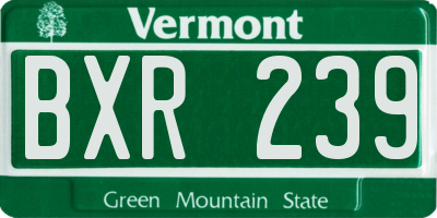 VT license plate BXR239