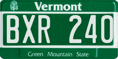 VT license plate BXR240