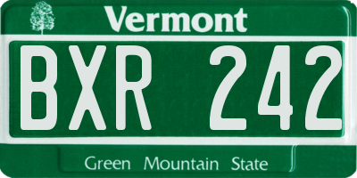 VT license plate BXR242