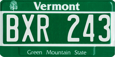VT license plate BXR243