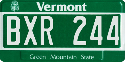 VT license plate BXR244