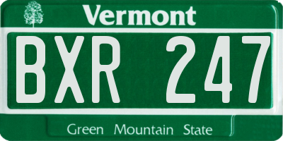 VT license plate BXR247